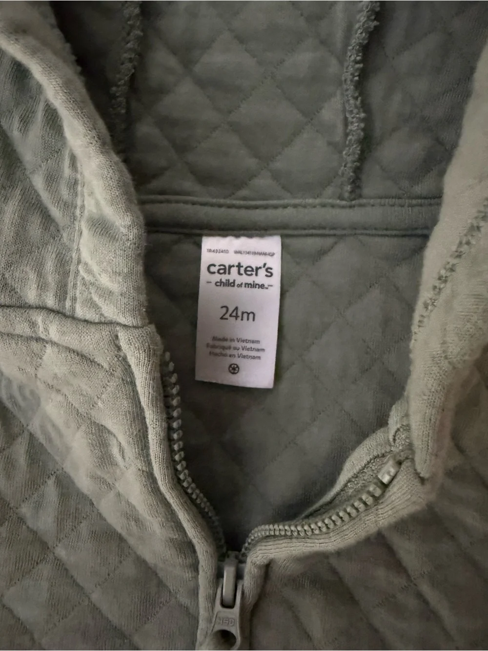Carter's Quilted Hooded Vest in Sage Green